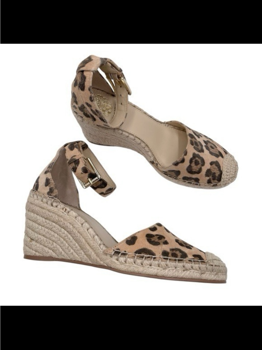 Vince Camuto Leopard Print Espadrille Wedge Sandals - Tan Brown